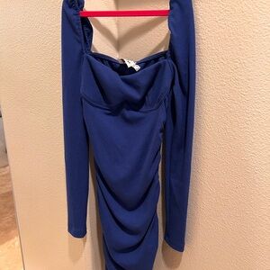 Elegant Blue Long Sleeve Dress